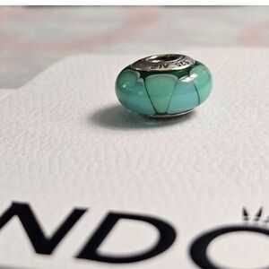 Authentic Pandora Sterling Silver Captivating Green Murano Charm 790636